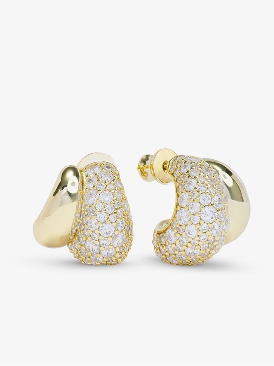 Melinda Maria Jewelry - Melinda Maria Gold Pavé Crescent Hoop Earrings
